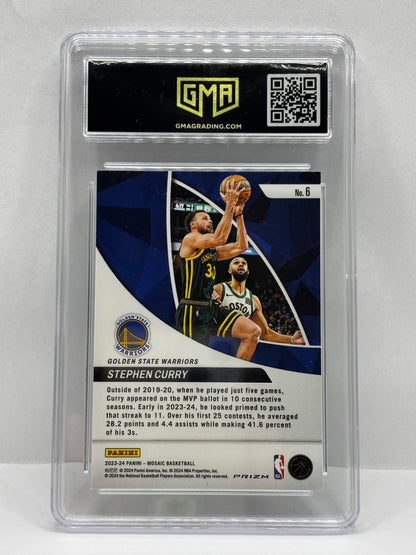 2023-24 Panini Mosaic - Elevate Stephen Curry #6 Green Mosaic Prizm GMA 10