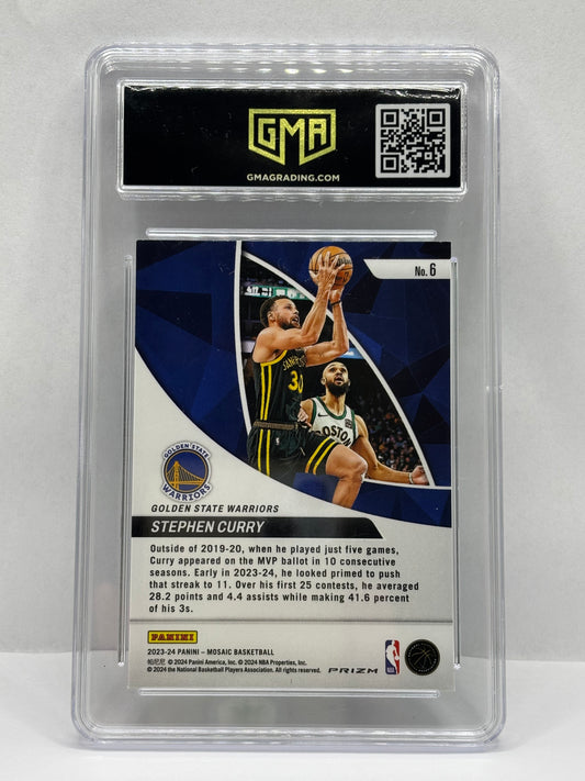 2023-24 Panini Mosaic - Elevate Stephen Curry #6 Green Mosaic Prizm GMA 10