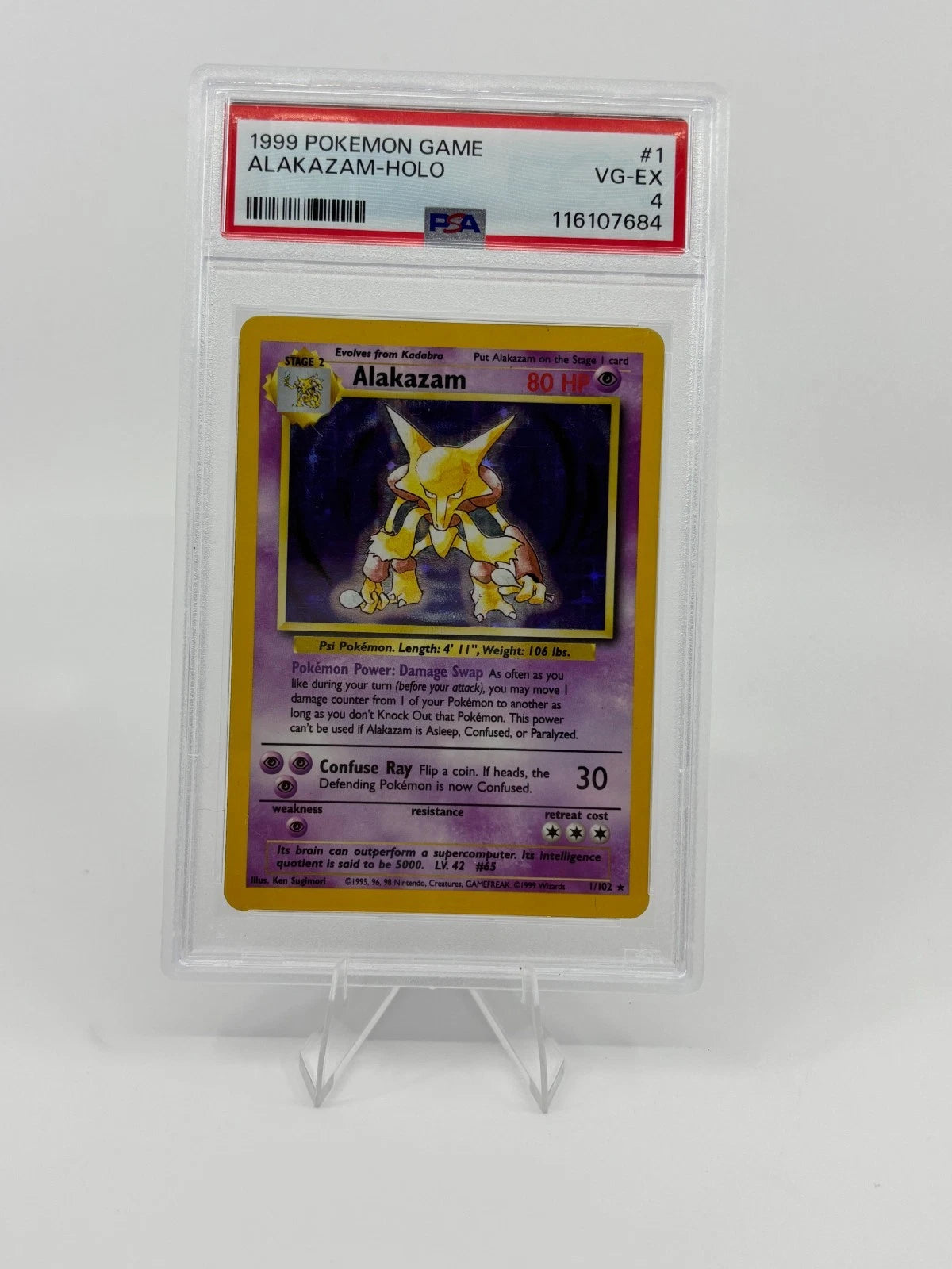 Alakazam 001/102 Base Set Holo PSA 4