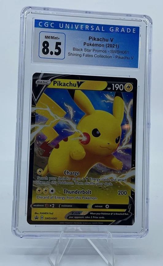 Pikachu V SWSH061 Pokemon 2021 Black Star Promo Shining Fates CGC 8.5