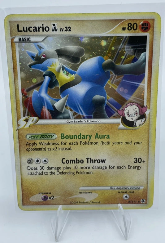 Pokemon Lucario GL 8/111 Rising Rivals Holo TCG Card LV.32 2009 HP
