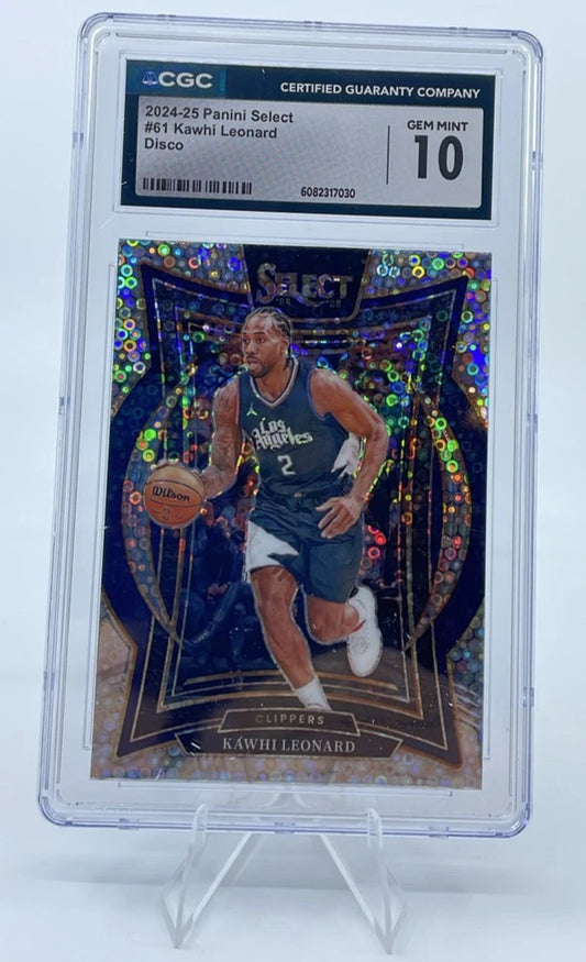 2024-25 Panini Select Kawhi Leonard #61 Disco Prizm Clippers CGC 10