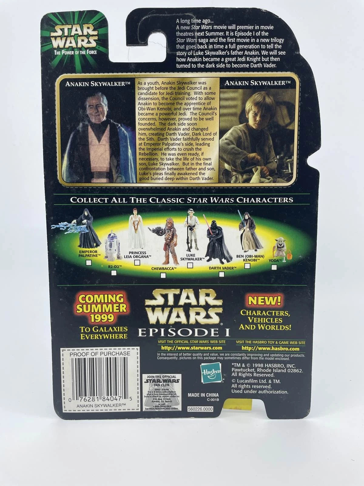 1998- Star Wars POTF  - Anakin Skywalker - Hasbro