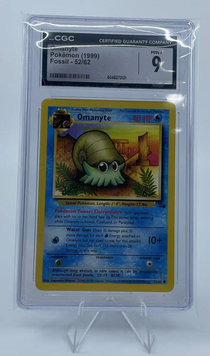Vintage Pokemon - CGC 9 Omanyte 1999 Pokemon Fossil 52/62 WOTC Graded