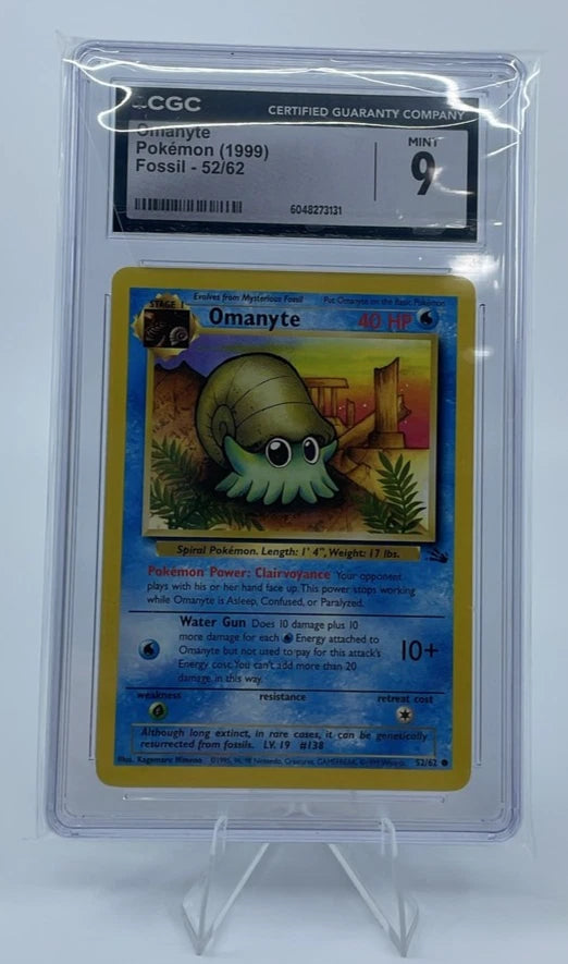 Vintage Pokemon - CGC 9 Omanyte 1999 Pokemon Fossil 52/62 WOTC Graded