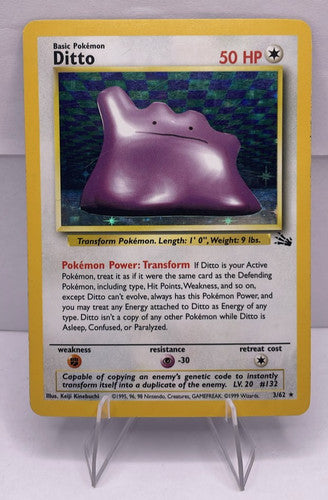 Pokémon Ditto 3/62 Fossil Holo 50 mp Wizards of the Coast 1999 TCG