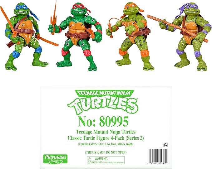 TMNT - Classic 1991 Movie Star 4-Pack Action Figure Bundle Set Playmates #80995