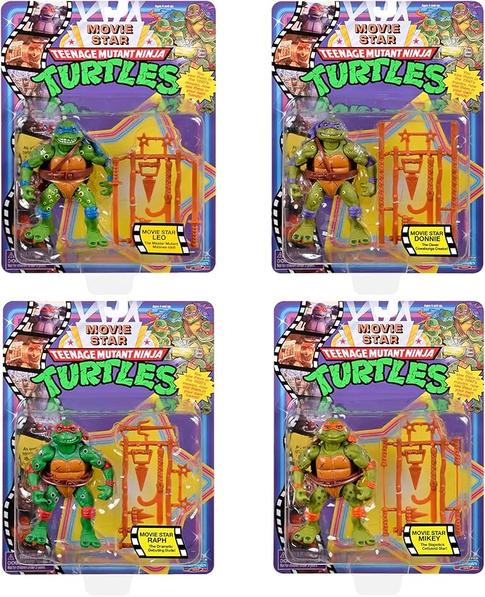 TMNT - Classic 1991 Movie Star 4-Pack Action Figure Bundle Set Playmates #80995