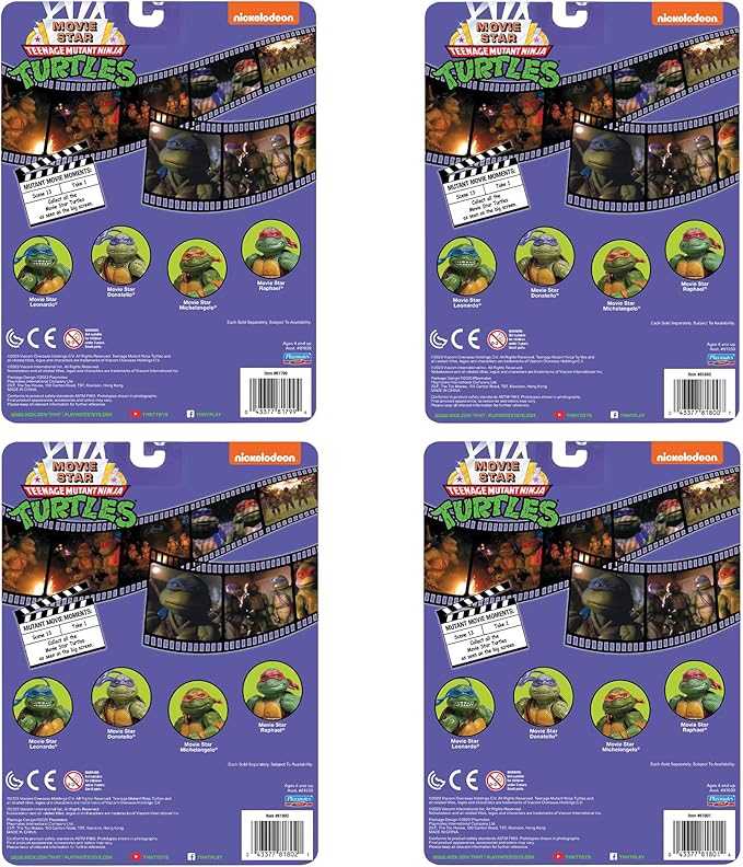 TMNT - Classic 1991 Movie Star 4-Pack Action Figure Bundle Set Playmates #80995
