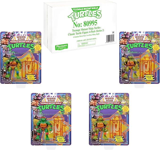 TMNT - Classic 1991 Movie Star 4-Pack Action Figure Bundle Set Playmates #80995